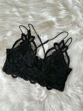 Free People Black Floral Lace Bralette Size Small